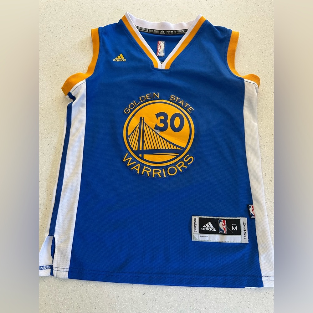 Adidas Blue & Gold Golden State Warriors NBA Jersey. Youth Medium! Basketball.